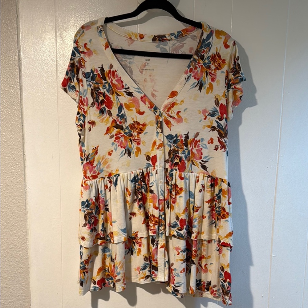 Super Soft Button-Front Tiered Babydoll Top